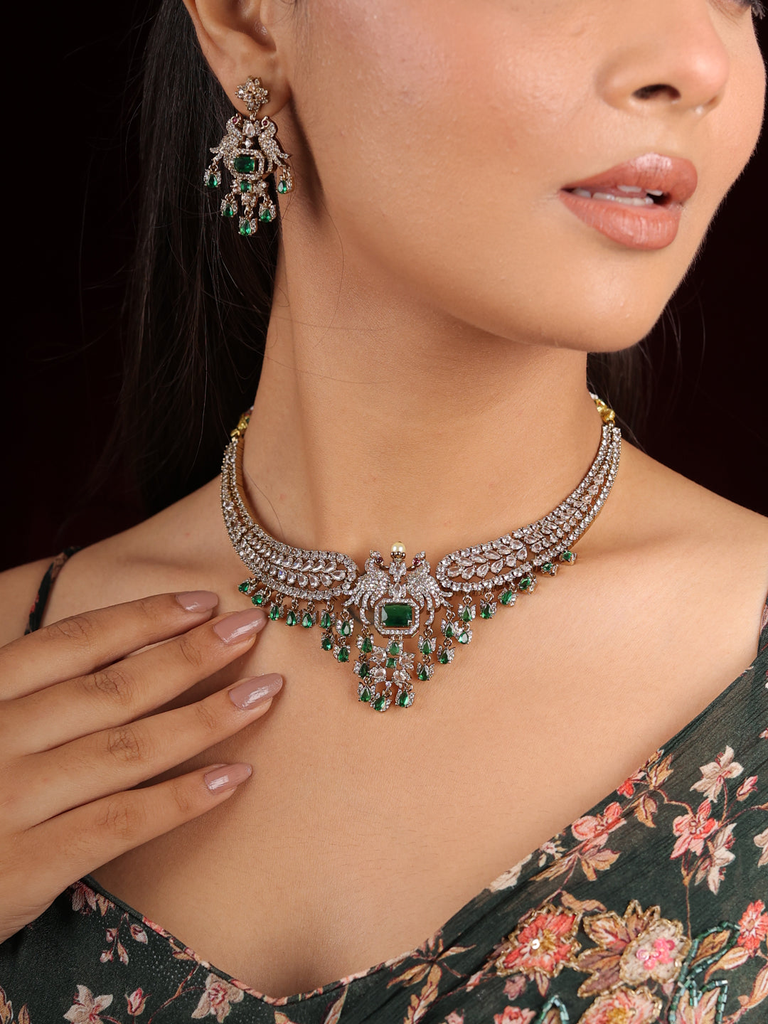 Radiant Brass AD Necklace Set