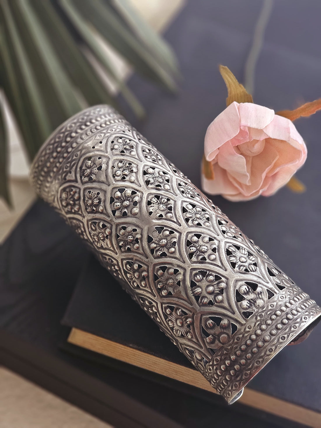 Serene Antique Silver Brass Handcuff Bangle