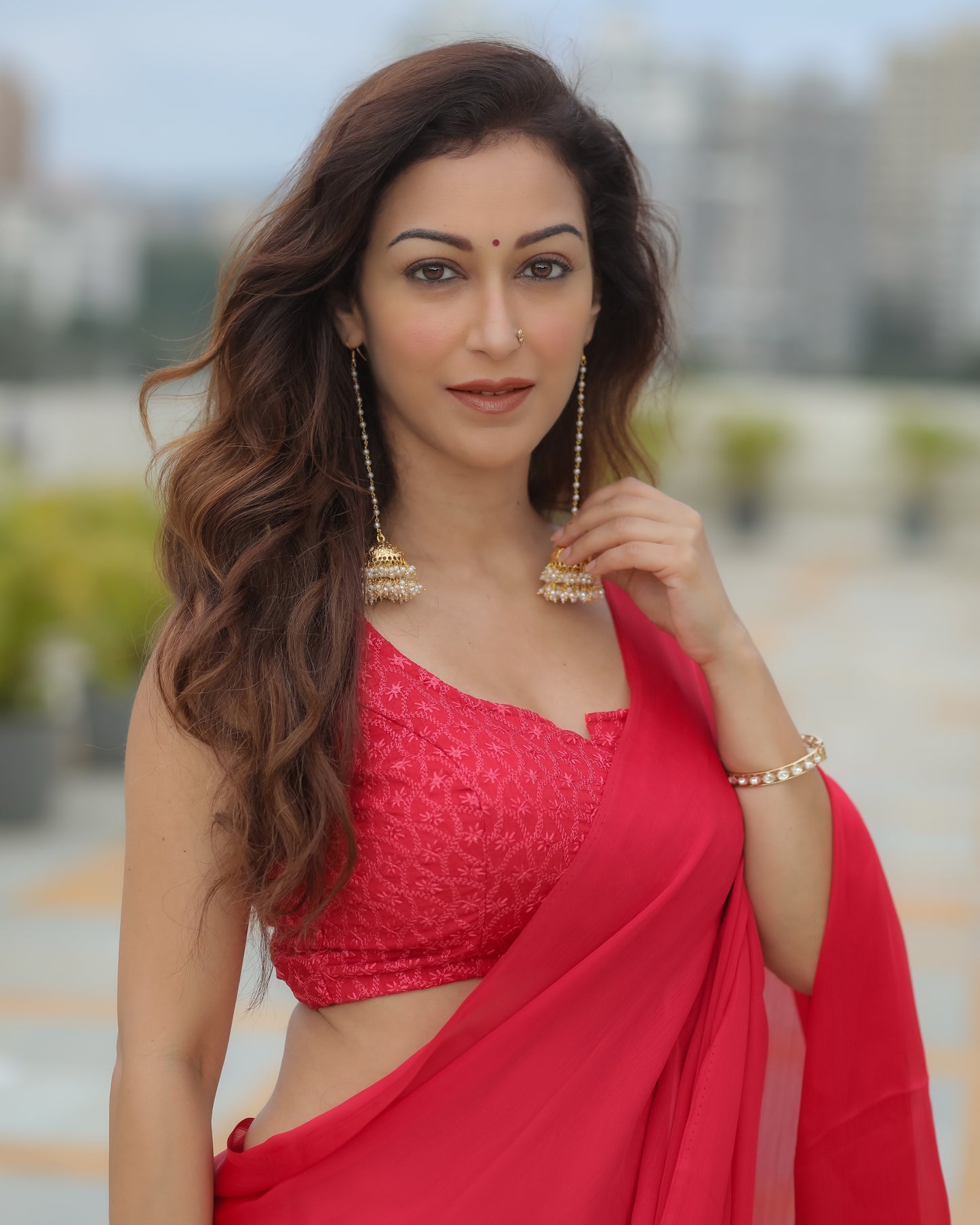 Anvika Lumina Pearl-Enchanted Cascading Jhumkas