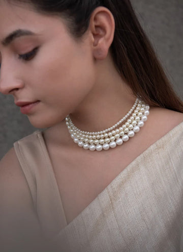 Multi-Layered Semi-Precious Pearl Choker