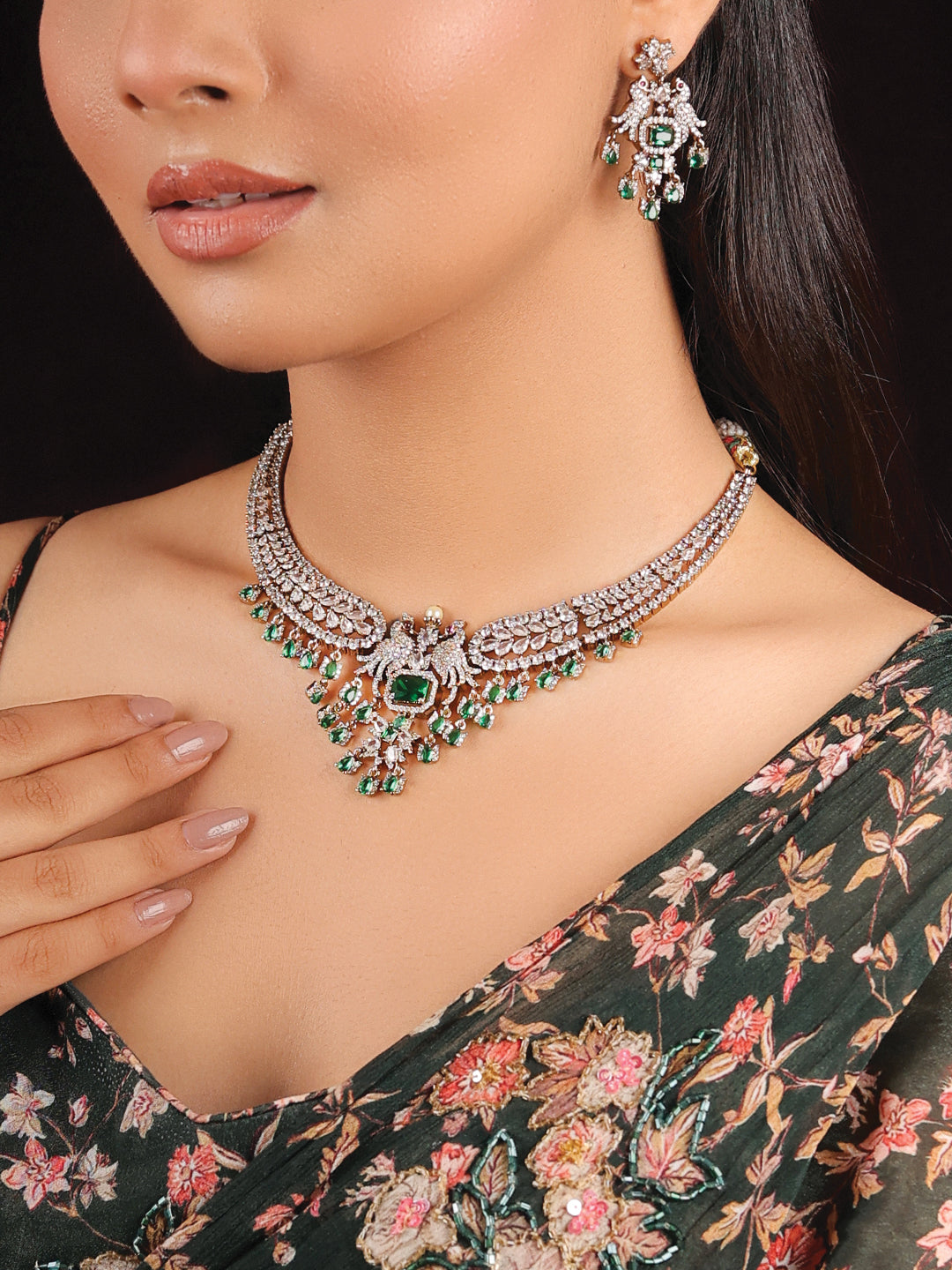 Radiant Brass AD Necklace Set