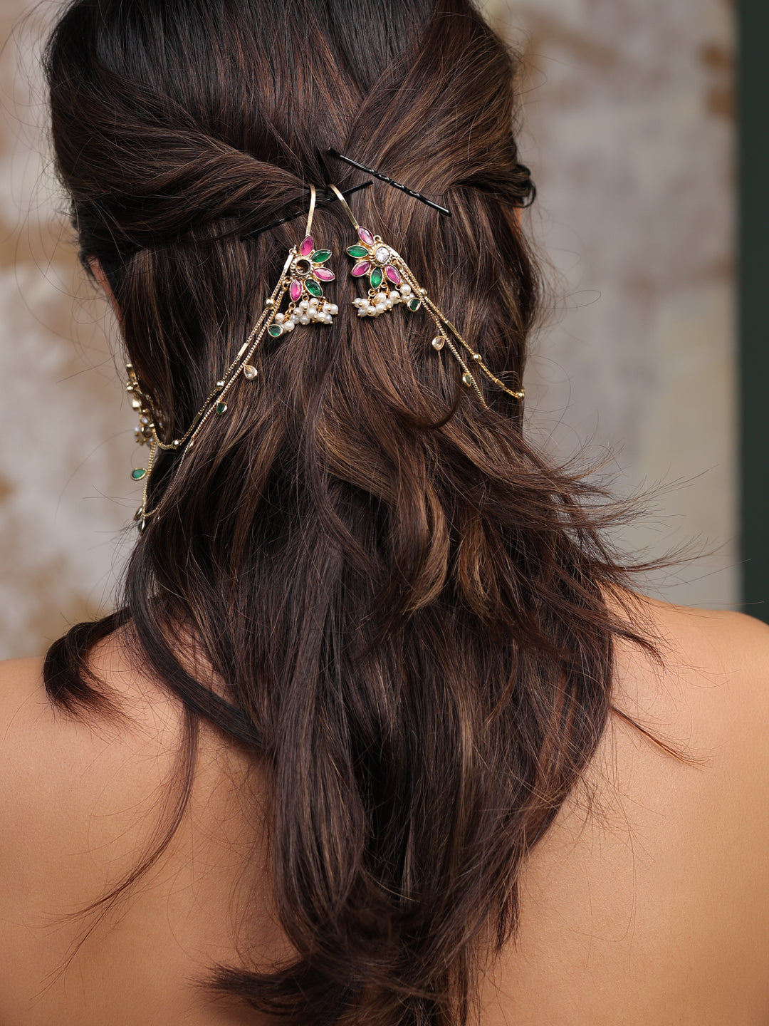 Elara Petal Kundan Earchain