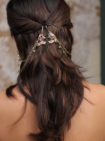 Elara Petal Kundan Earchain