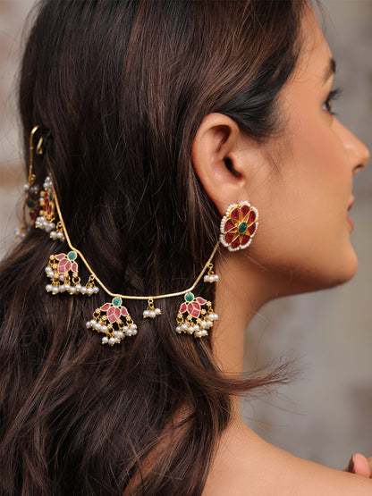 Rajphool Meenakari Stud Earchain