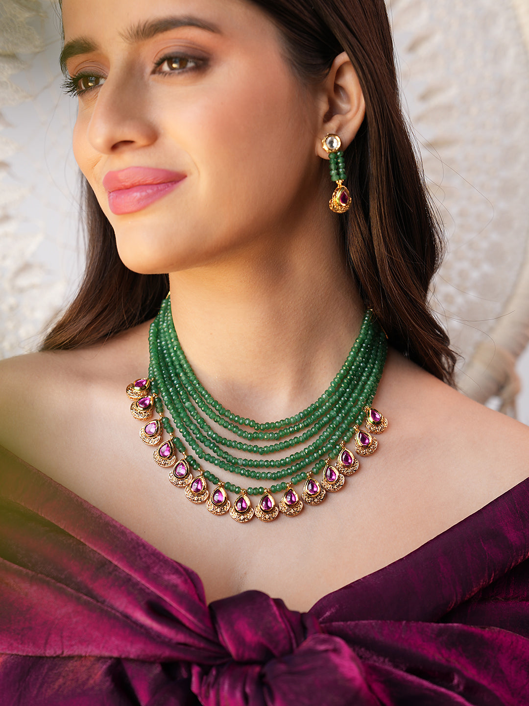 Emerald Symphony Kundan & Onyx Statement Set