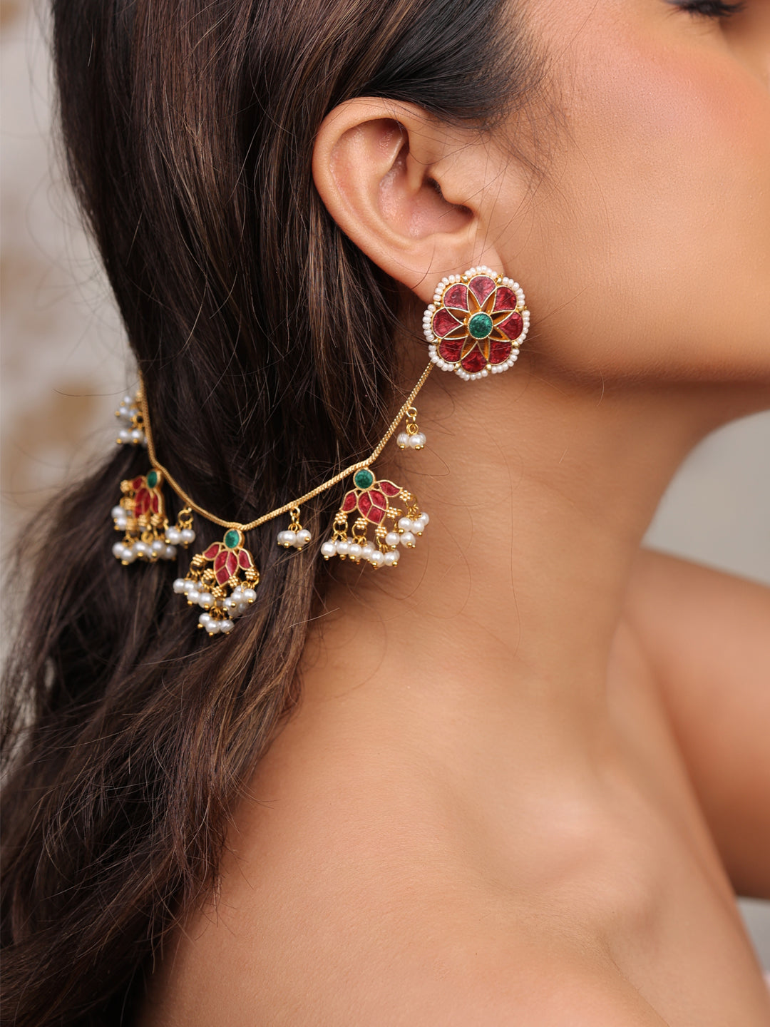 Rajphool Meenakari Stud Earchain