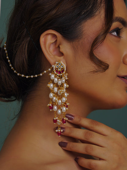 Anvika Enchanted Heritage Pachi Kundan Stud Earchain