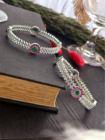 Emerald Rose Gleam Radiant Sparkling American Diamond Bangles