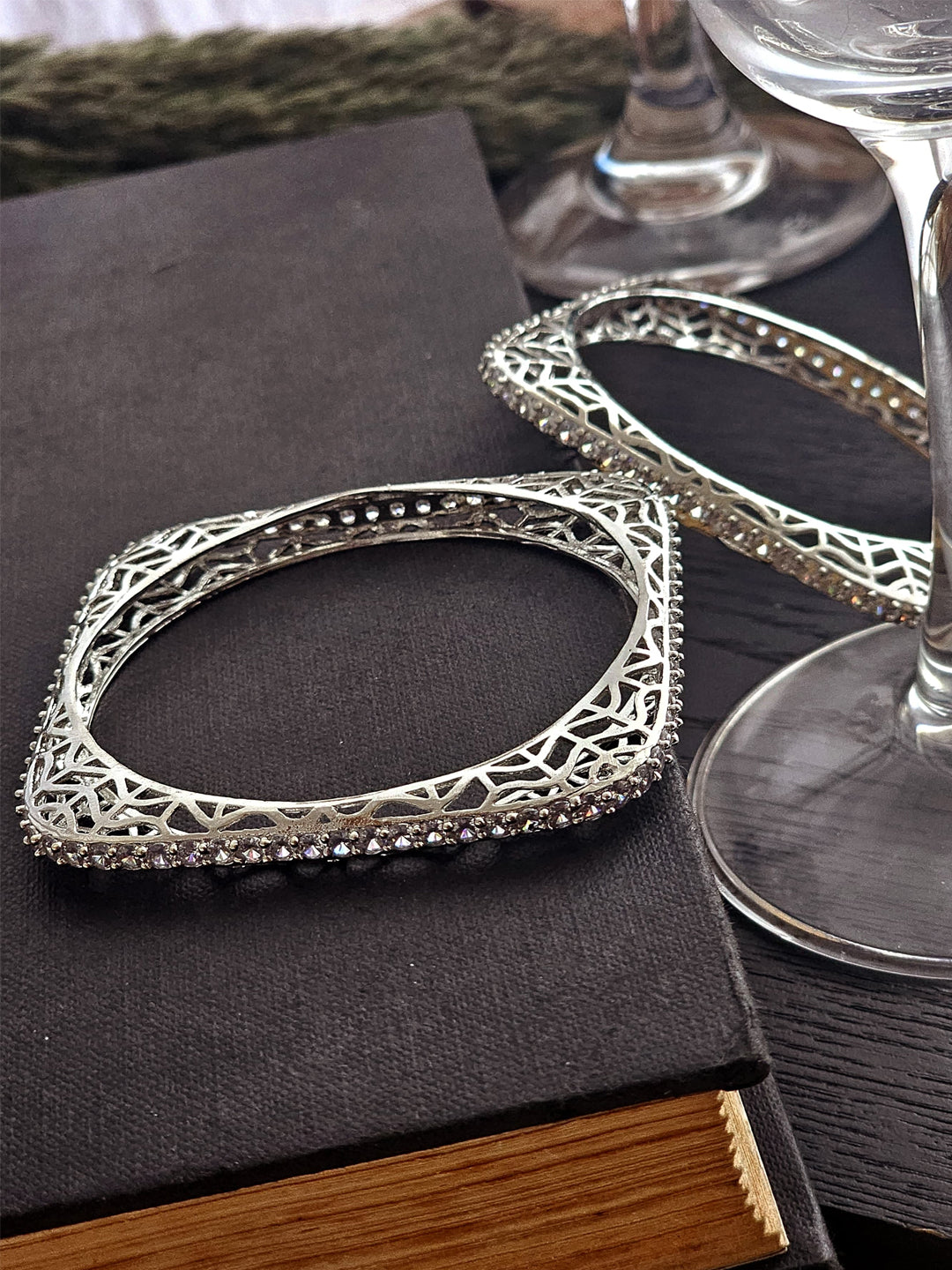Celestara Glacier Sparkling Radiance American Diamond Bangles