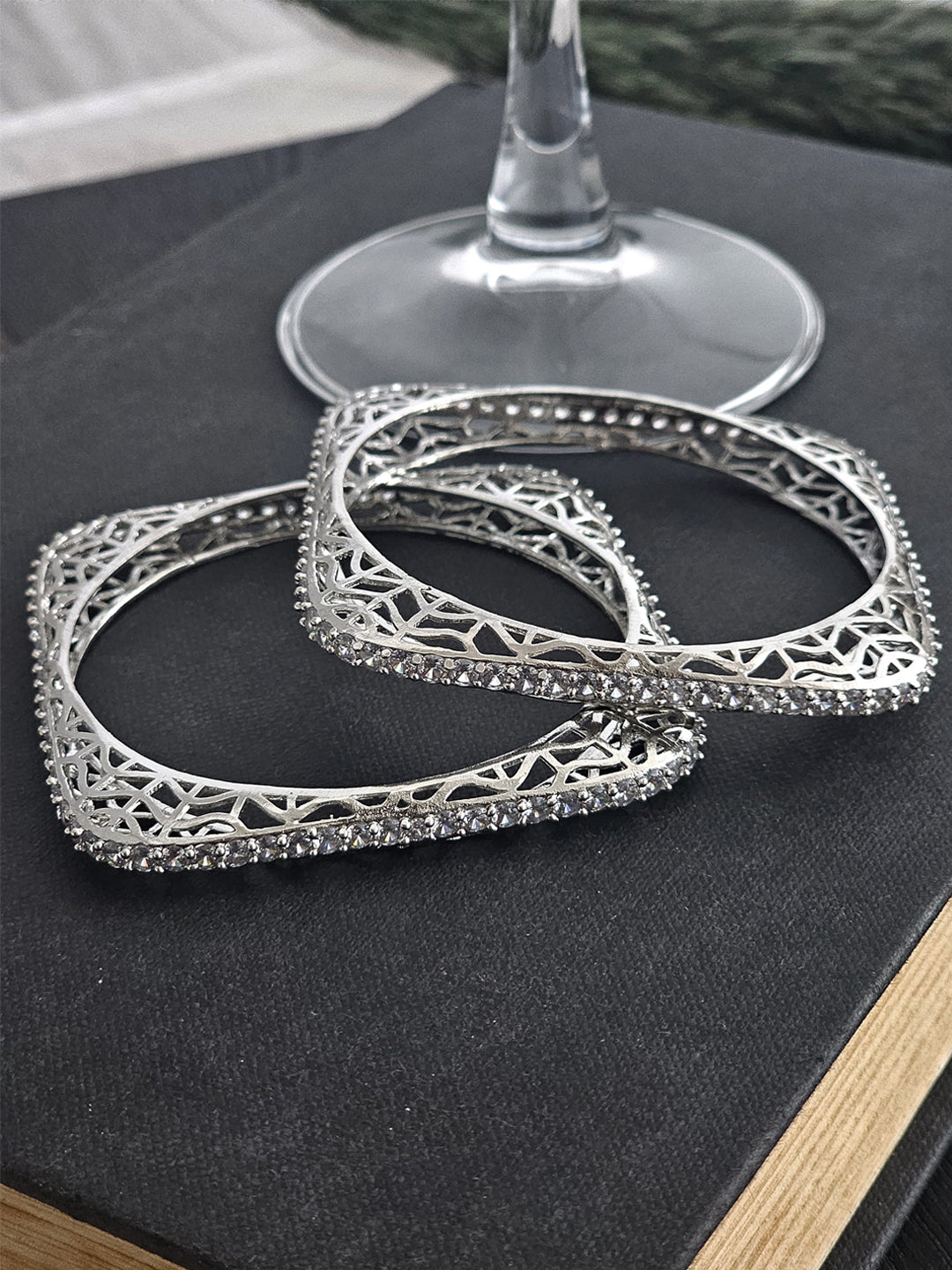 Celestara Glacier Sparkling Radiance American Diamond Bangles