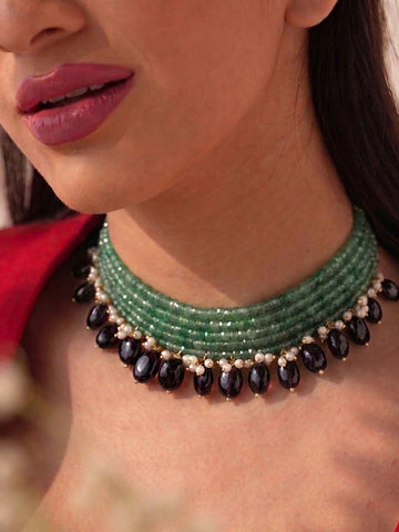 Veda Verdant Glow Gemstone Harmony Necklace Set