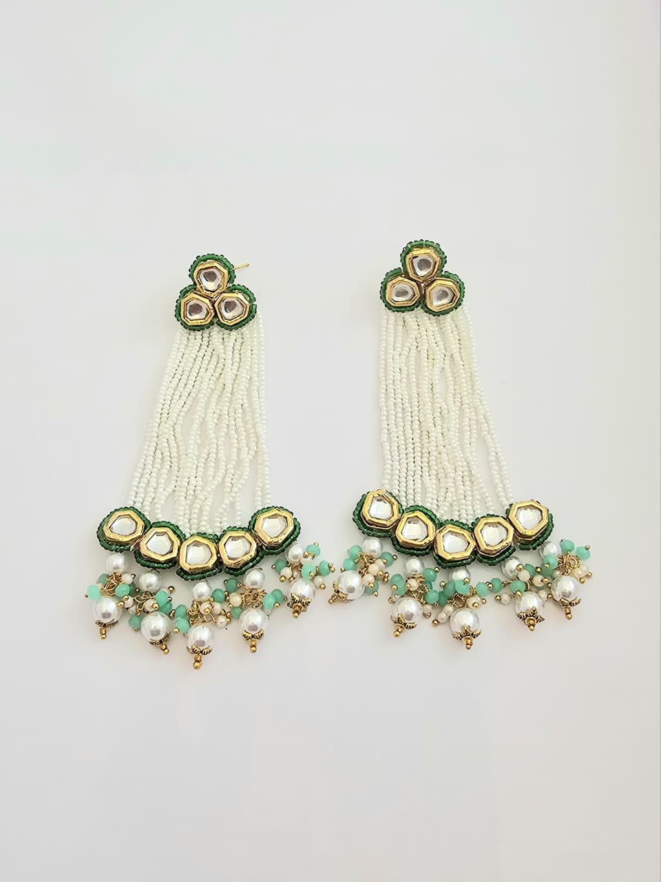 Mriga Verdant Charm Kundan-Pearl Dangling Earrings