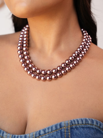 Lavanya Handcrafted Lavender-Hued Double-Strand Pearl Necklace Set