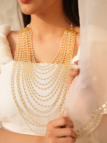 Riva Ethereal Multi-Layered Pearl Statement Necklace