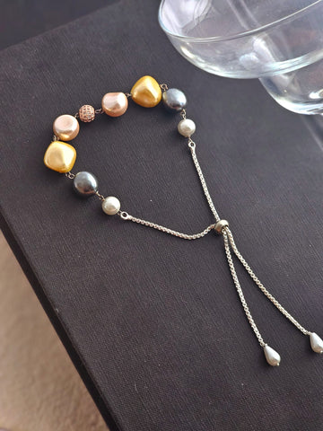 Kaira Pearl and Box Cut Stones Bracelet