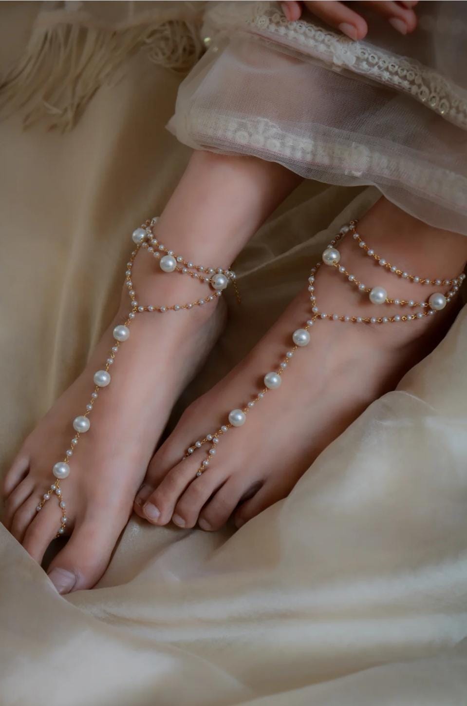 Pearliva Anklet with Toe Ring