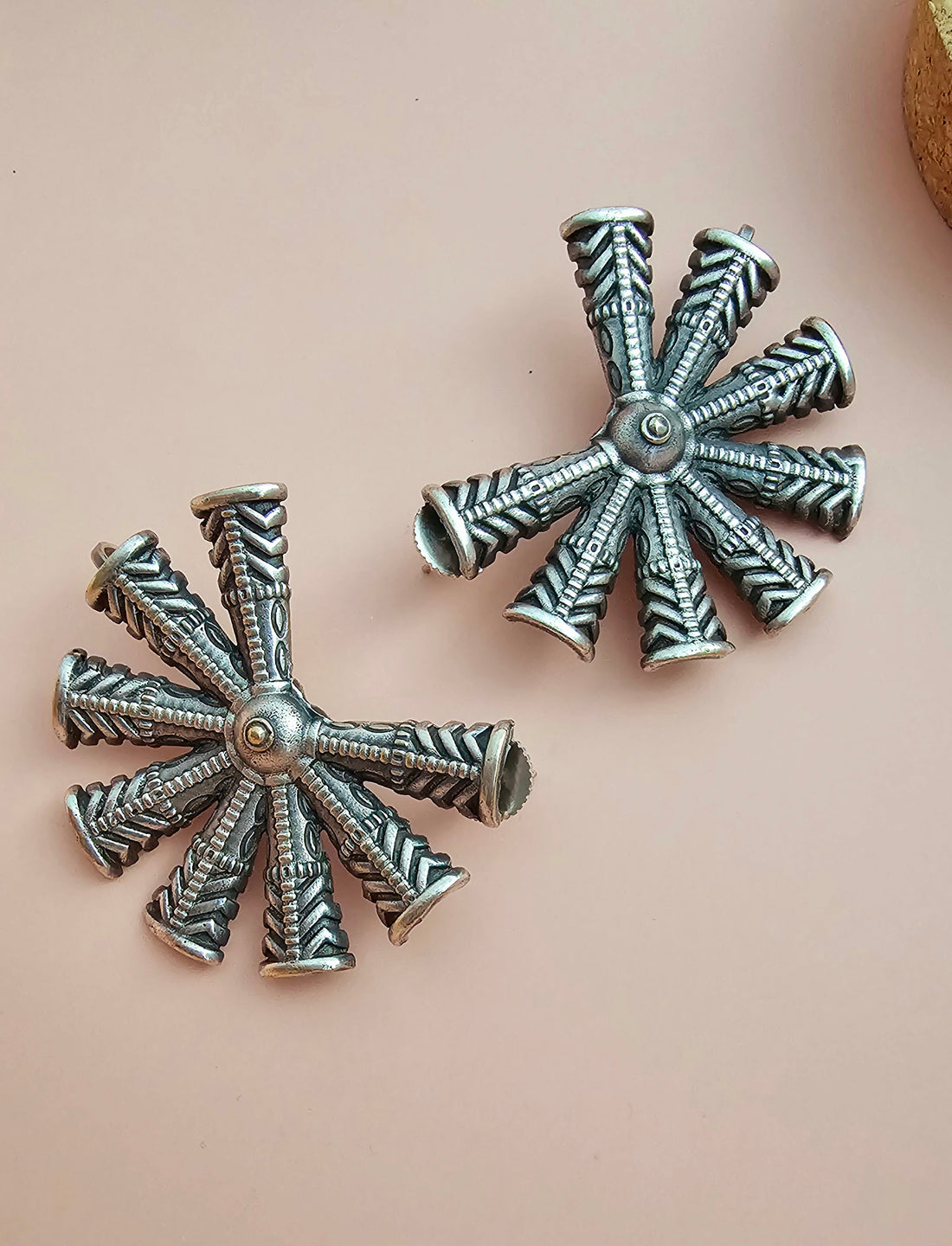 Silver Plated intricate Shield of Arrows earrings