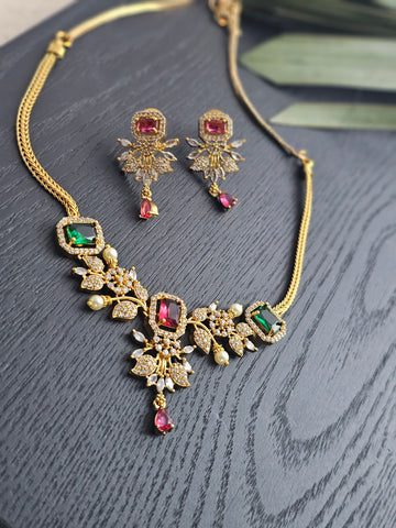 Multi Stone AD Necklace Set