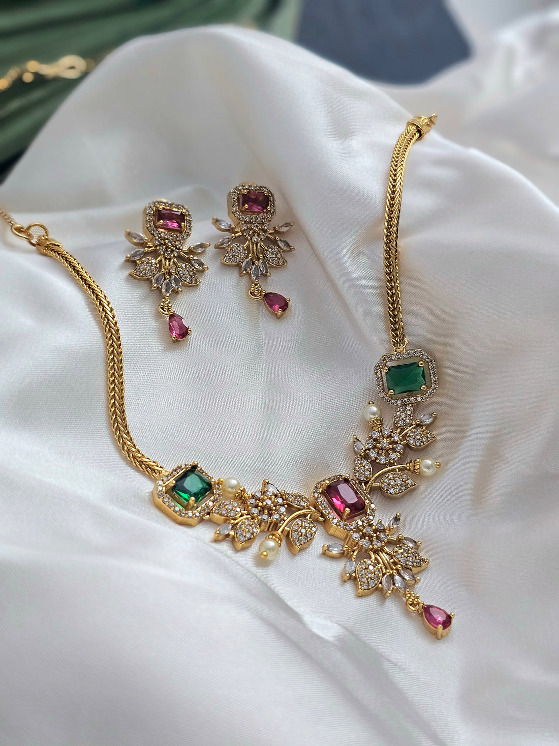 Multi Stone AD Necklace Set