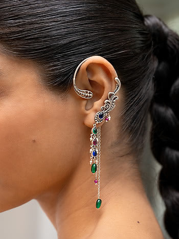 Binnis wardrobe german silver multicolour antique karnful earring