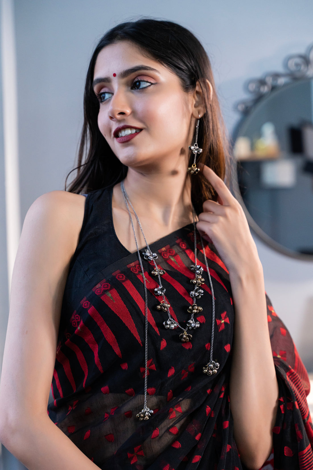 Looma Dual Tone Scarf Style Necklace Set