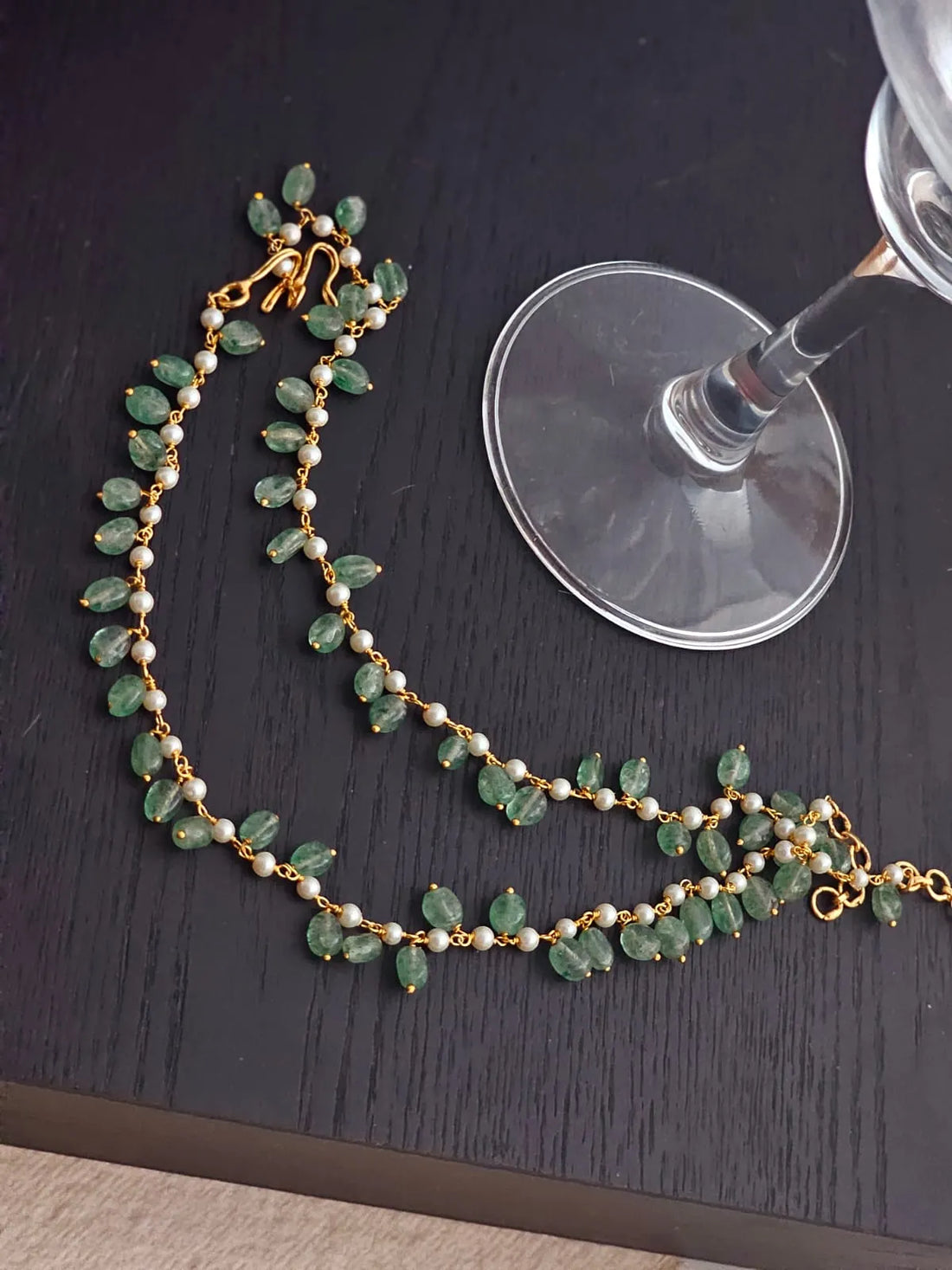 Elysian Grace Timeless Green Quartz Anklet