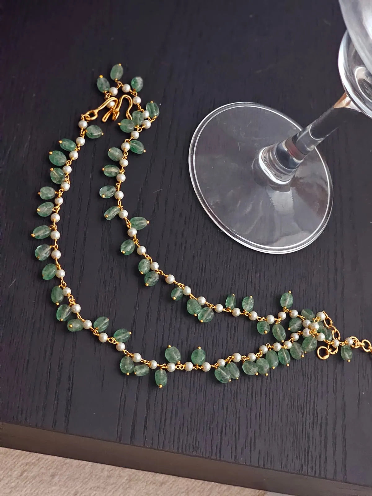 Elysian Grace Timeless Green Quartz Anklet
