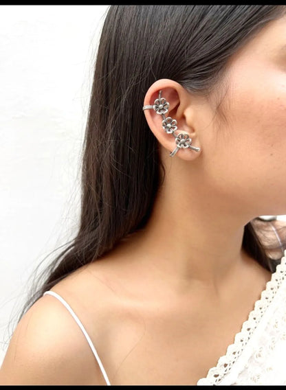 Anvika Regal Blossom Silver-Plated Ear Cuff
