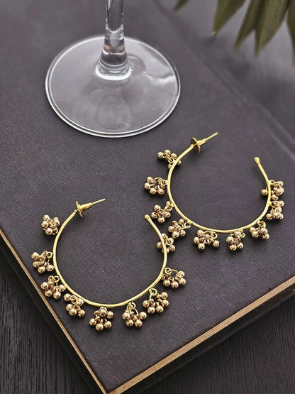 Rhea Elegant Golden Hoop Earrings With Timeless Shine