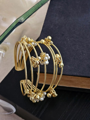 Aisha Golden Cuff Adorned with White Pearls Grace