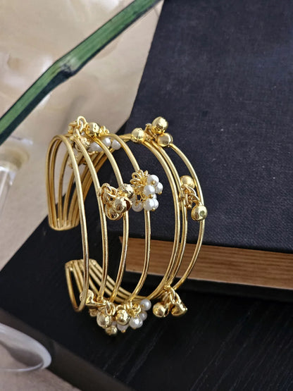 Aisha Golden Cuff Adorned with White Pearls Grace
