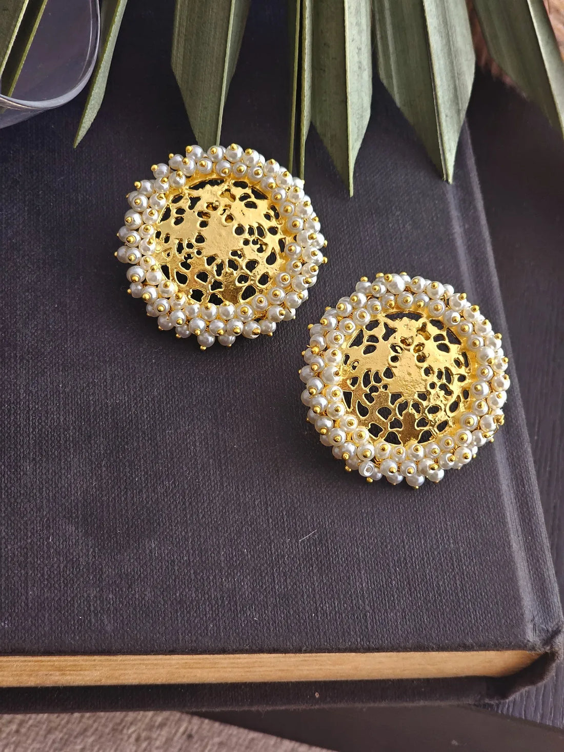 Tanishka Radiant Golden Classic Circular Stud Earrings