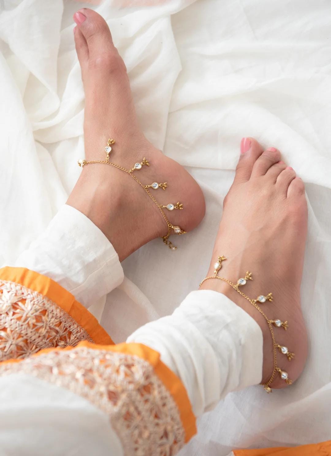 Golden Whisper Enchanted Pachi Kundan Anklet