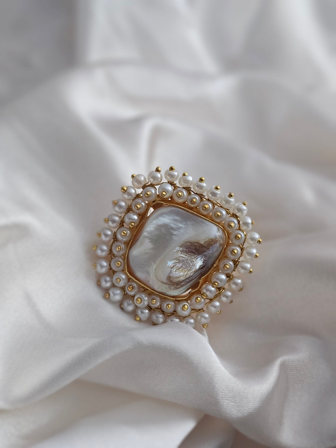 Mother of Pearl Adjustable Finger Ring