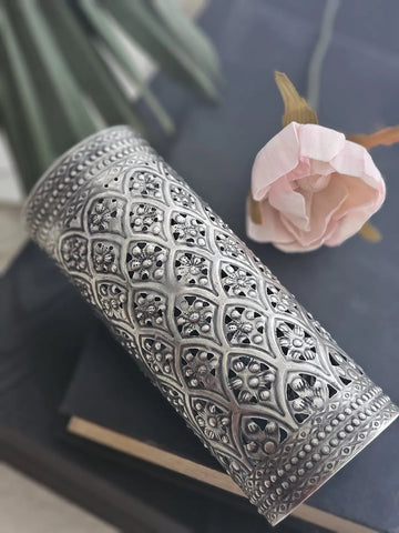 Serene Antique Silver Brass Handcuff Bangle