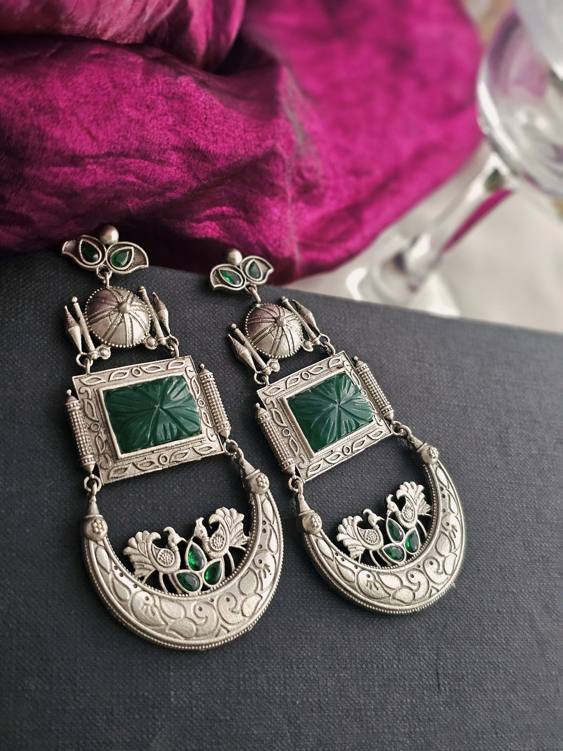 German silver dangler earring