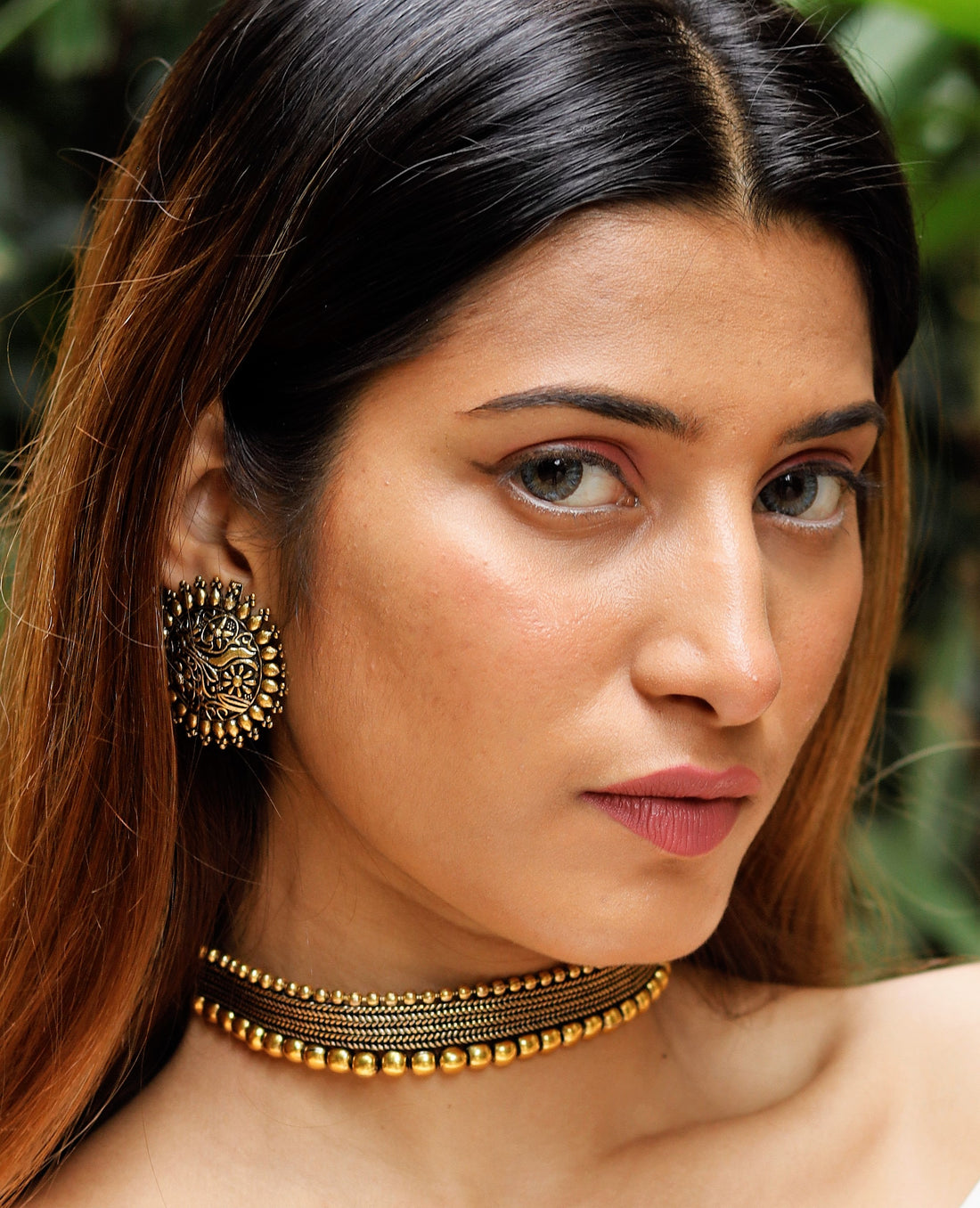Mahi Wide Beaded Choker Necklace Set