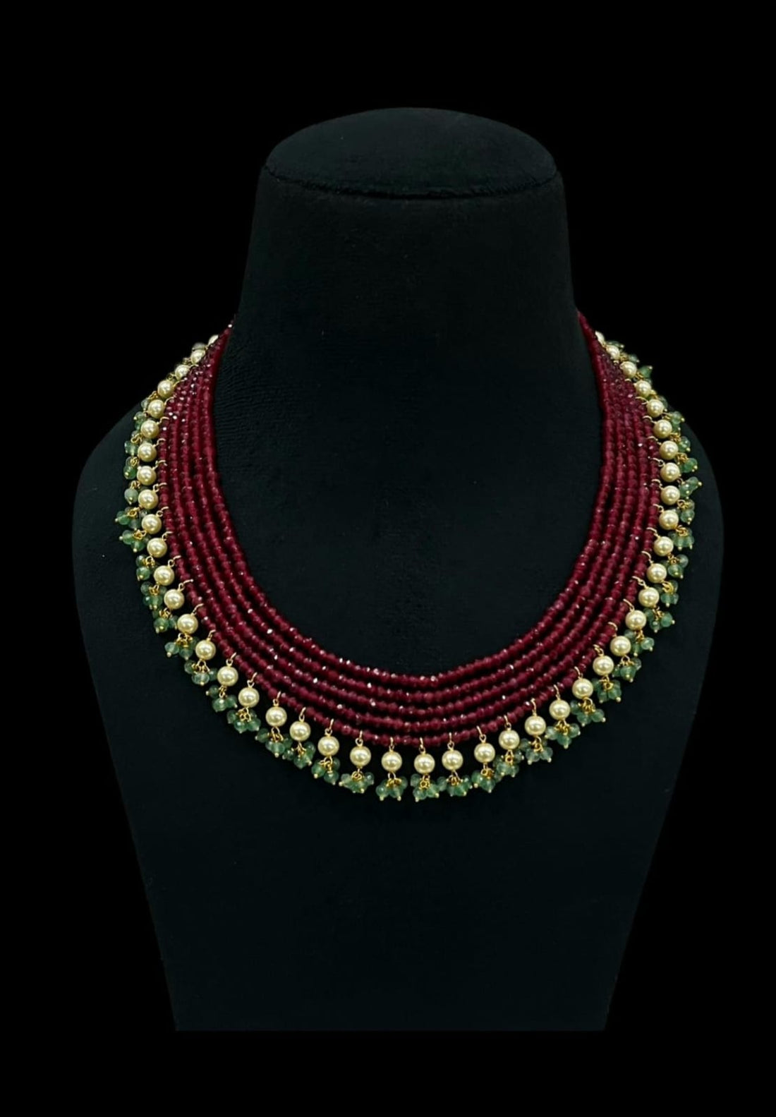 Maroon Majesty Pearl Necklace