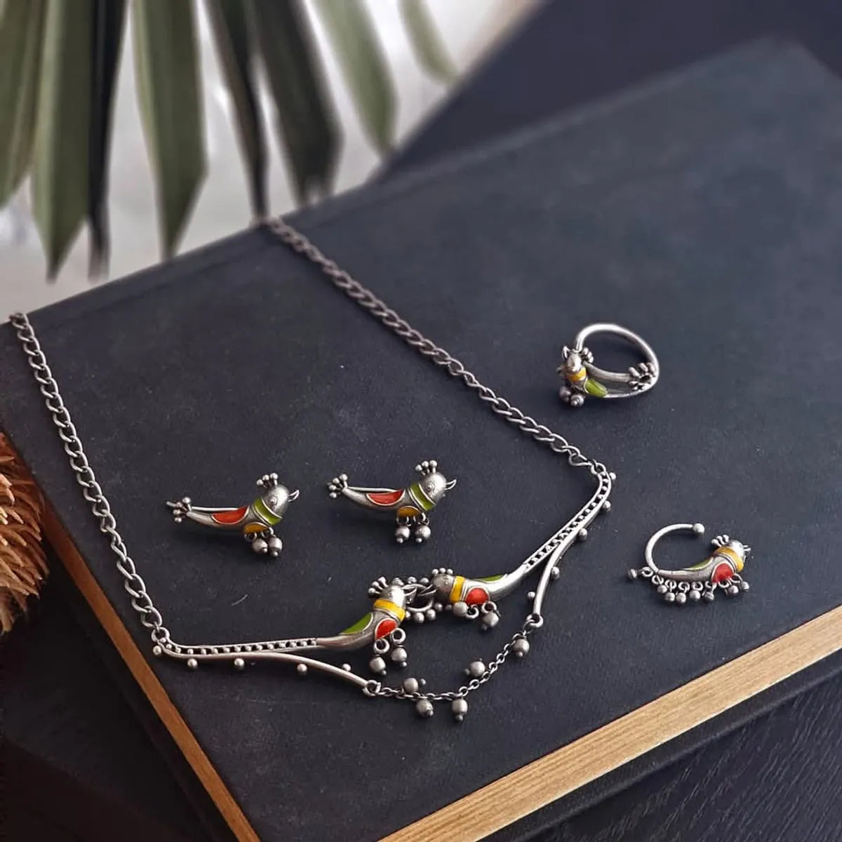 Aaravi Enchanted Meena Bird Necklace Set