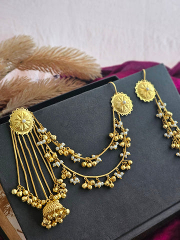 Golden Ghungroo Drape Earchain