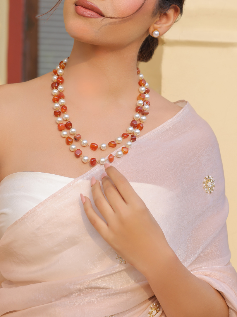 Rose Pearl Necklace Set
