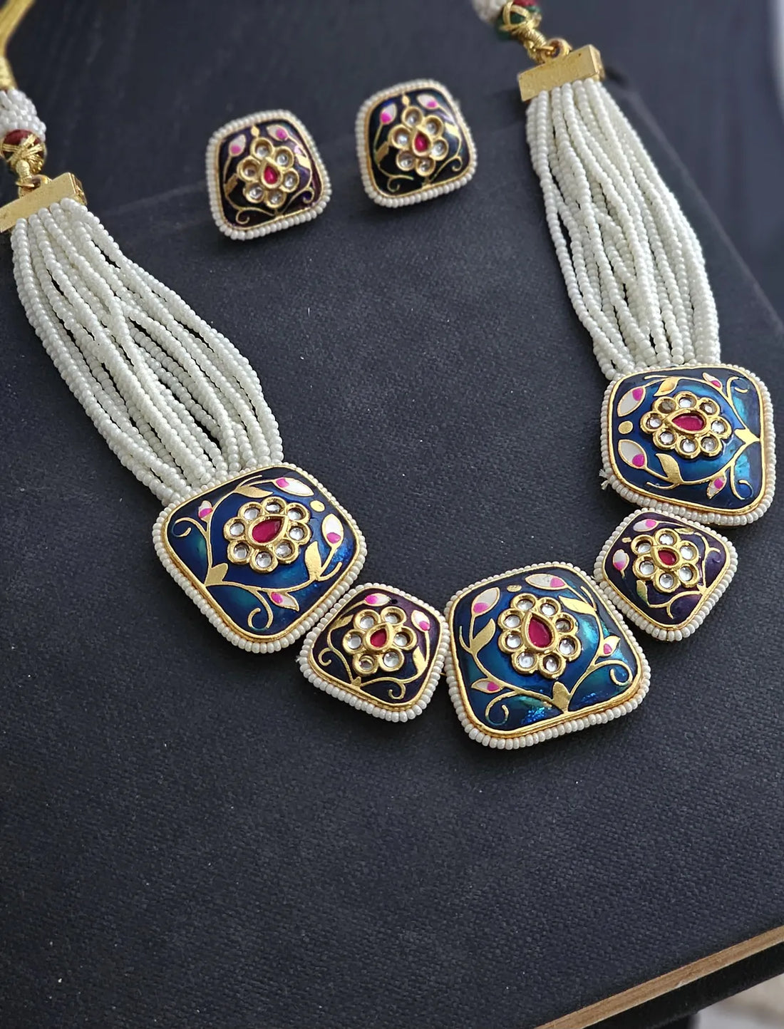 Myra Midnight Petal Meenakari Choker Necklace