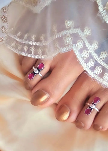 Sharvani Ruby Radiance Eternal Grace Toe Ring