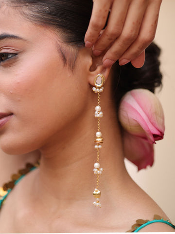 Kundan Pearl Drape Earrings