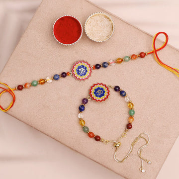7 chakra rakhi with multi colour om
