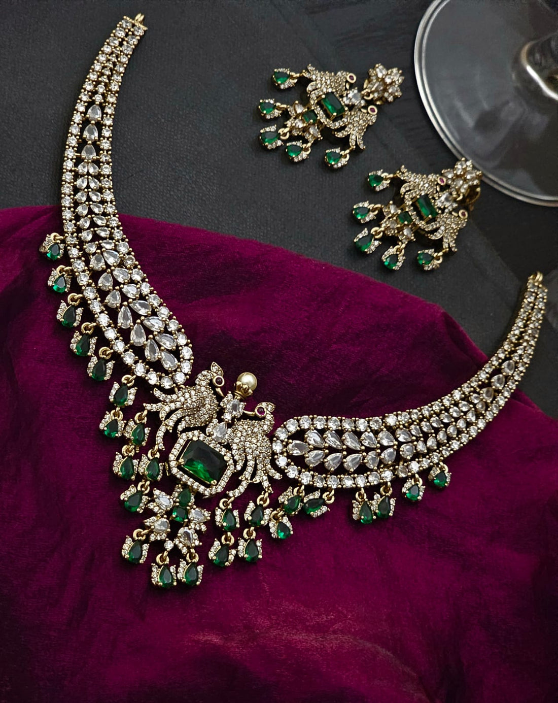 Radiant Brass AD Necklace Set