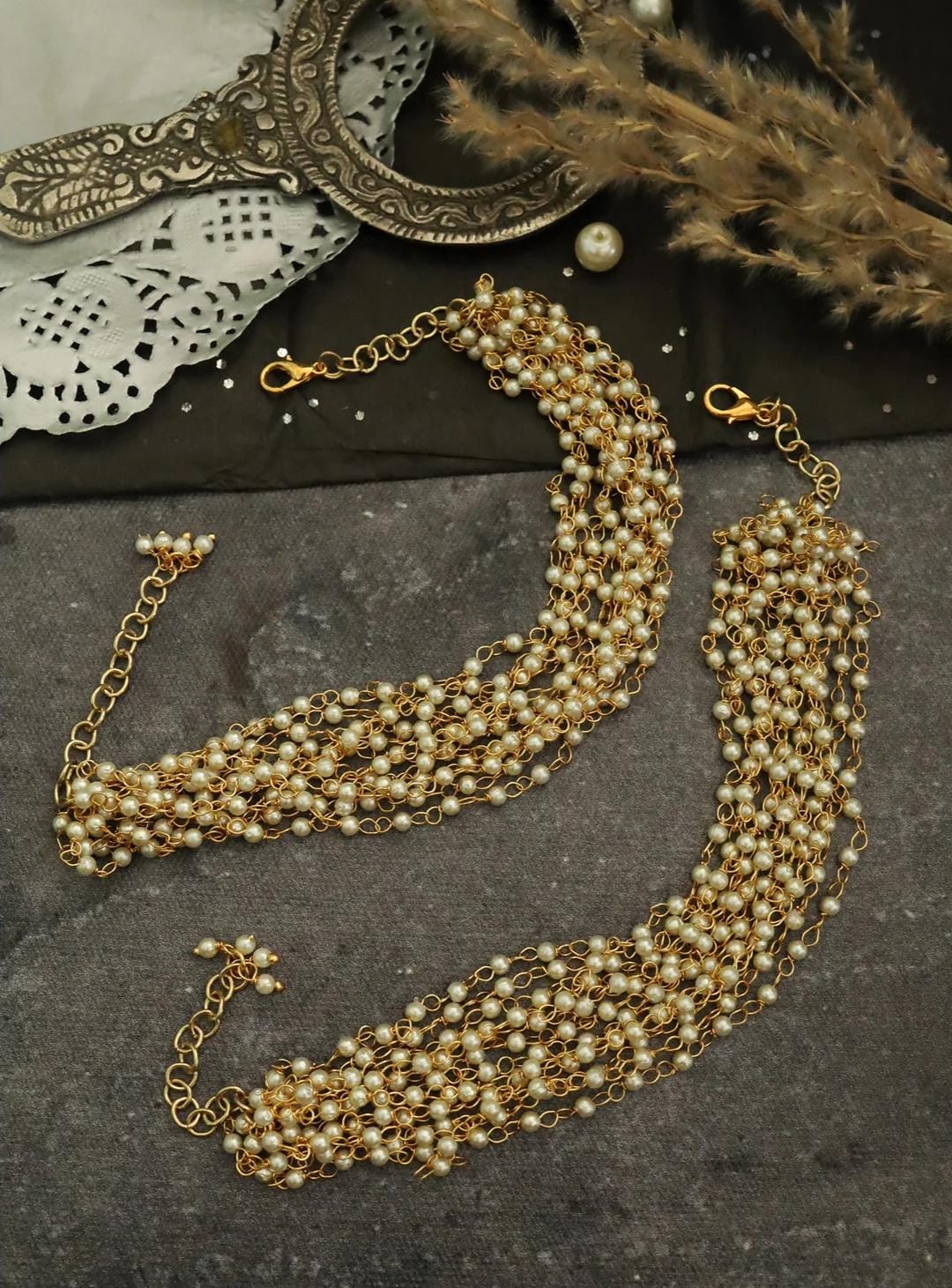 Tamanna Radiant Twilight Charm Pearl Anklet