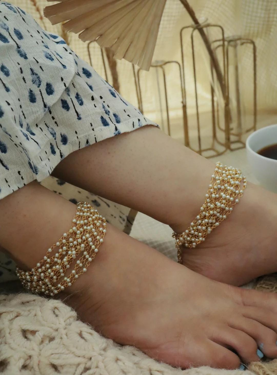 Tamanna Radiant Twilight Charm Pearl Anklet