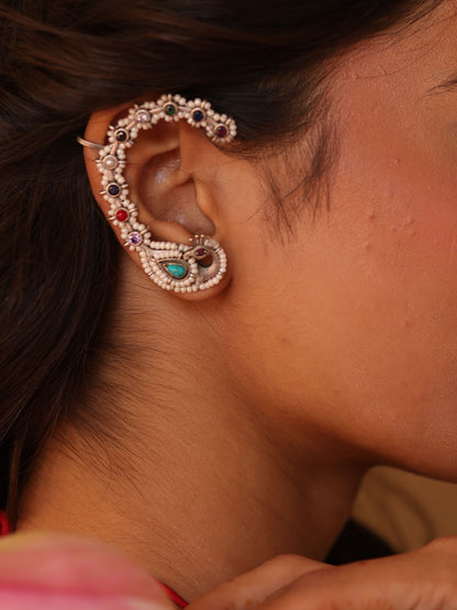 Floral Mirage Peacock Earcuff
