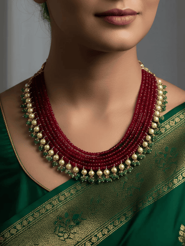 Maroon Majesty Pearl Necklace